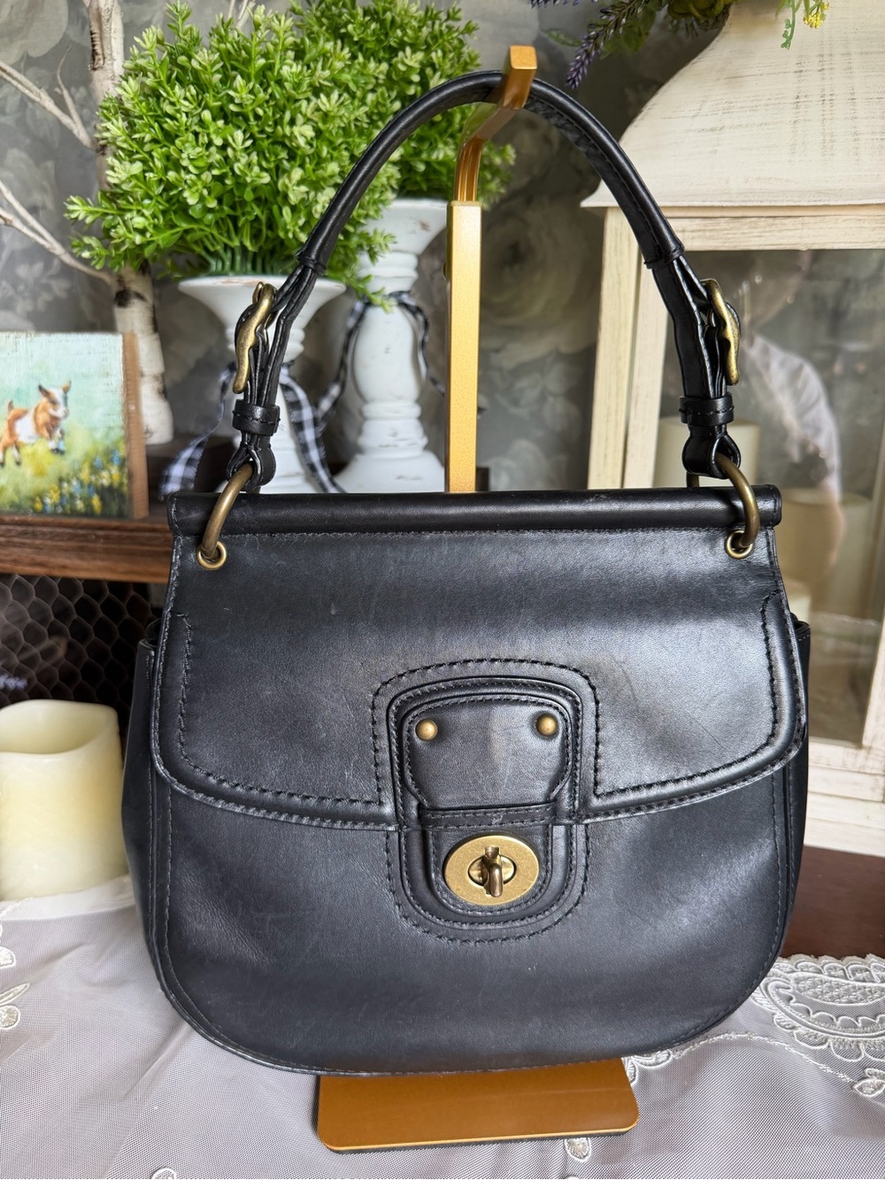 Coach Willis 70th Anniversary Black Leather Top Handle Satchel Bag Purse 19132
